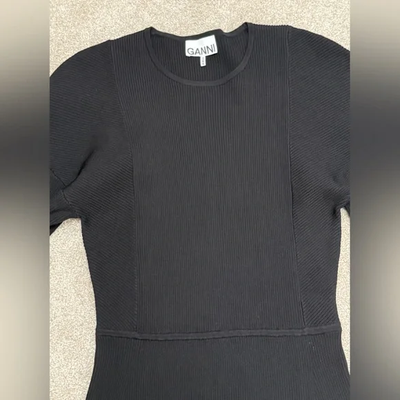 Ganni - Black Knit Dress with Balloon Sleeve - size Medium - LIKE NEW - Picture 12 of 16